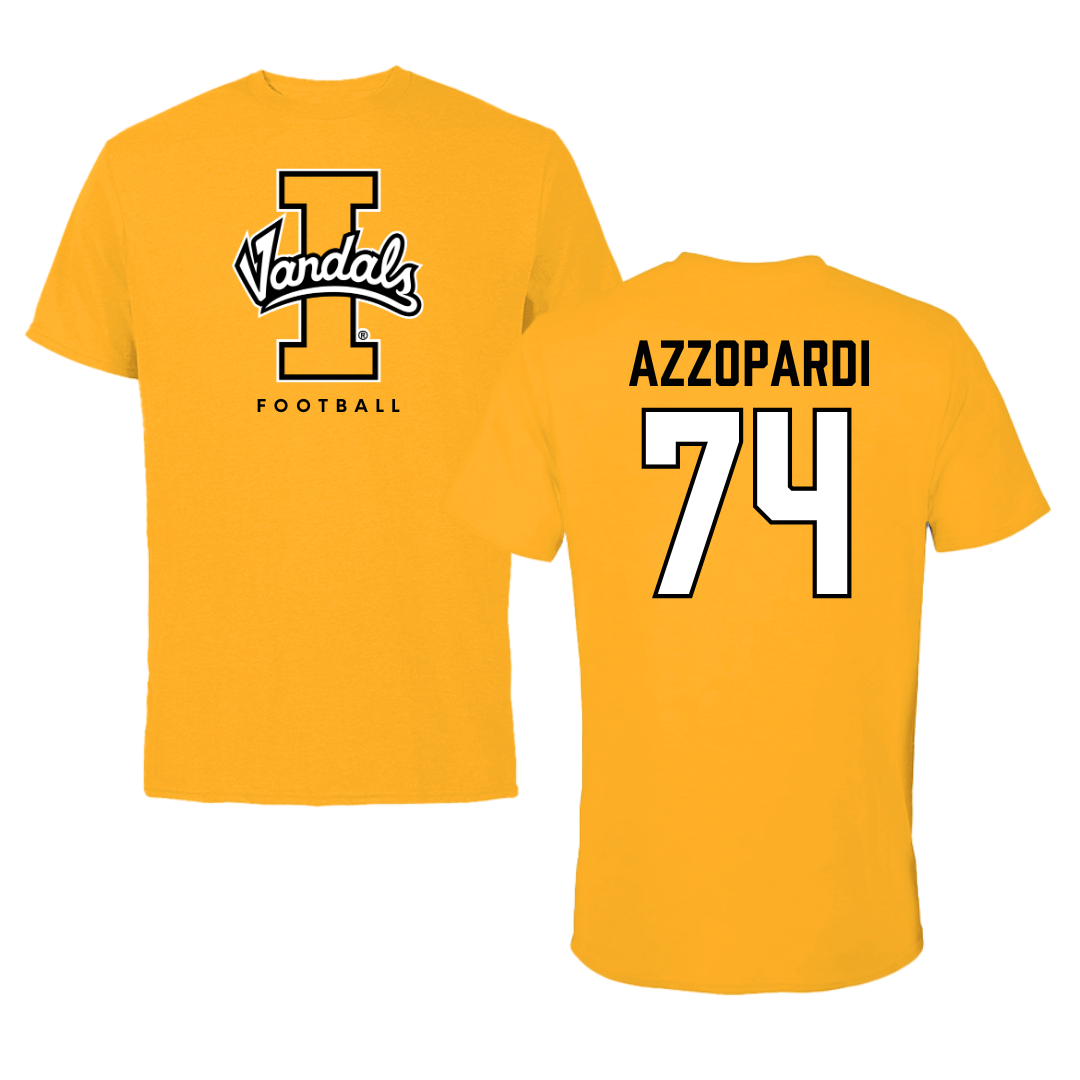 University of Idaho Football Gold Performance Tee - #74 Nate Azzopardi