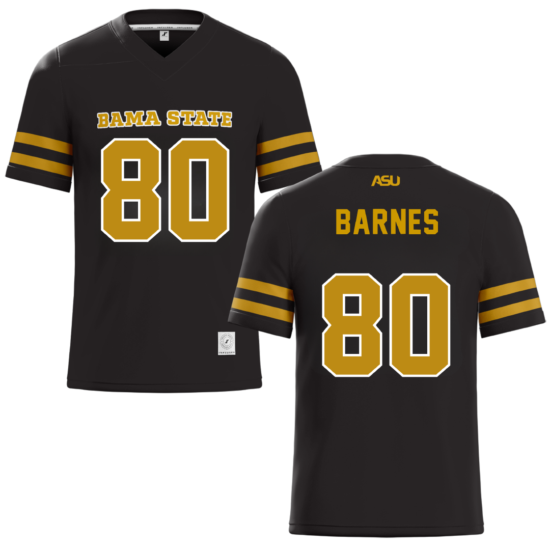 Alabama State University Black Football Jersey - #80 Khayman Barnes