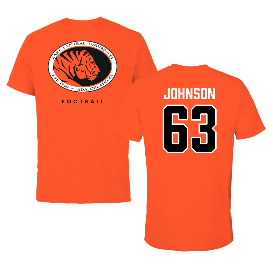 East Central University Football True Orange Performance Tee - #63 Tyson Johnson