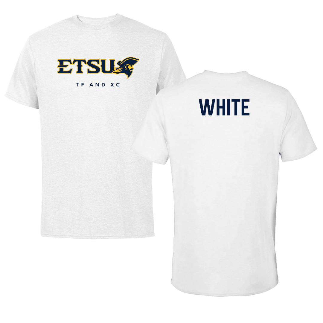 East Tennessee State University TF and XC White Performance Tee - Braxton White