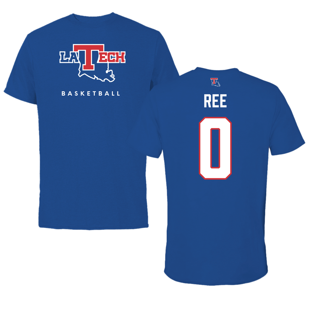 Louisiana Tech University Basketball True Royal Performance Tee - #0 Devin Ree