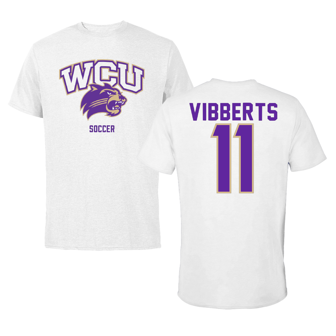 Western Carolina University Soccer White Tee - #11 Samantha Vibberts