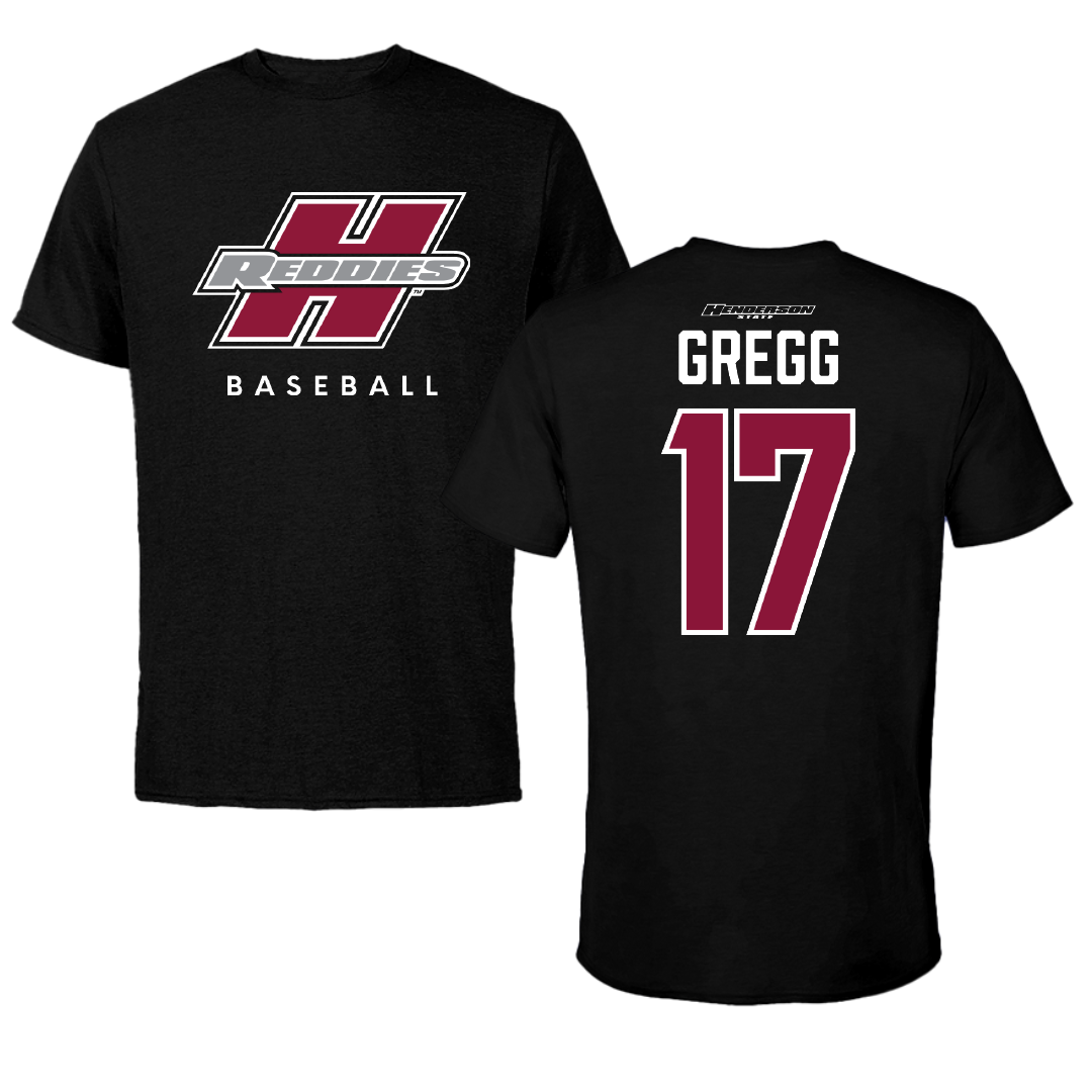 Henderson State University Baseball Black Performance Tee - #17 Jaxson Gregg