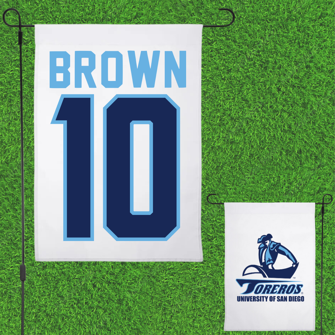 University of San Diego Football White Garden Flag - #10 Nathan Brown