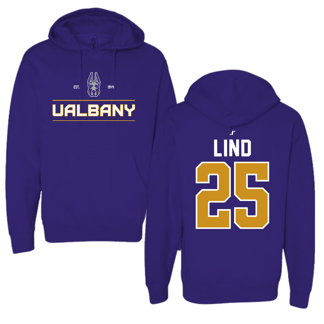 University at Albany Soccer Purple General Hoodie - #25 Zach Lind