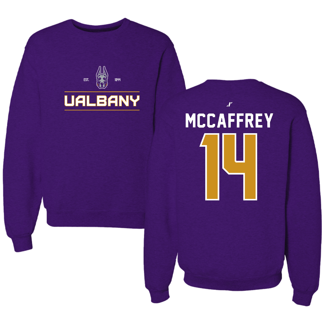 University at Albany Baseball Purple General Crewneck - #14 Kyle McCaffrey
