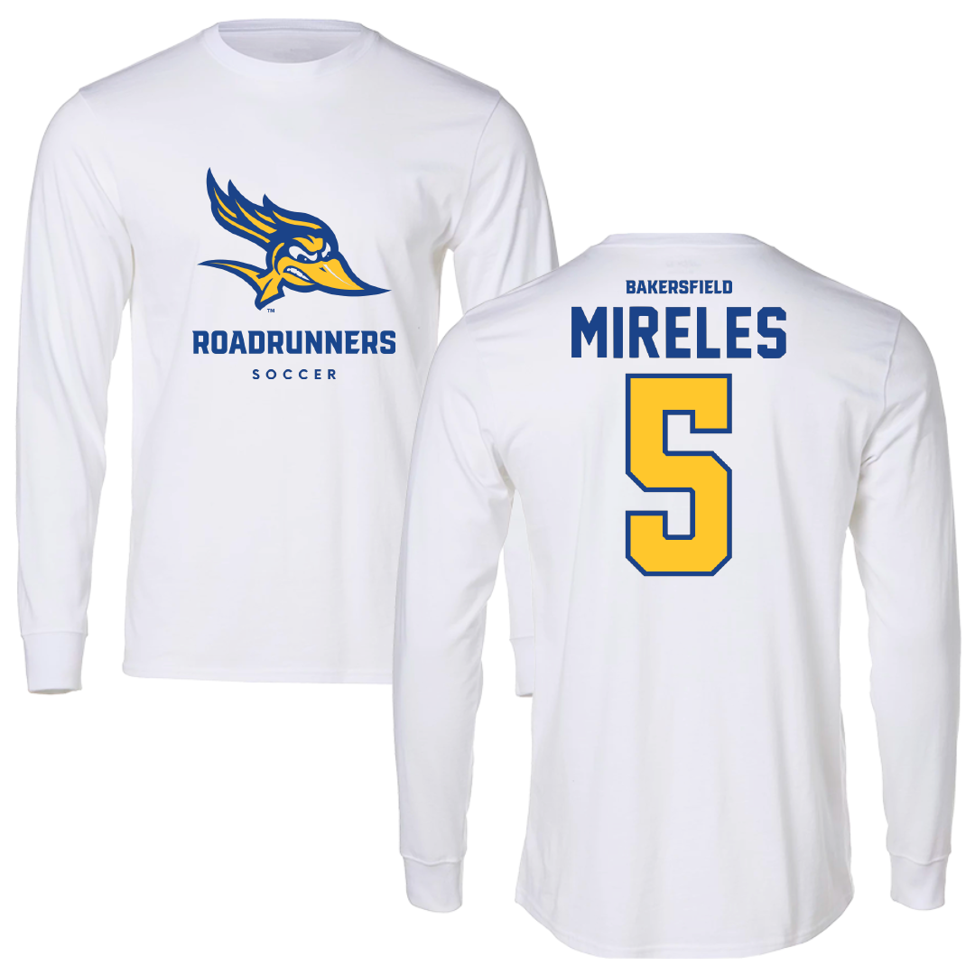 California State University-Bakersfield Soccer White Performance Long Sleeve - #5 Diego Mireles