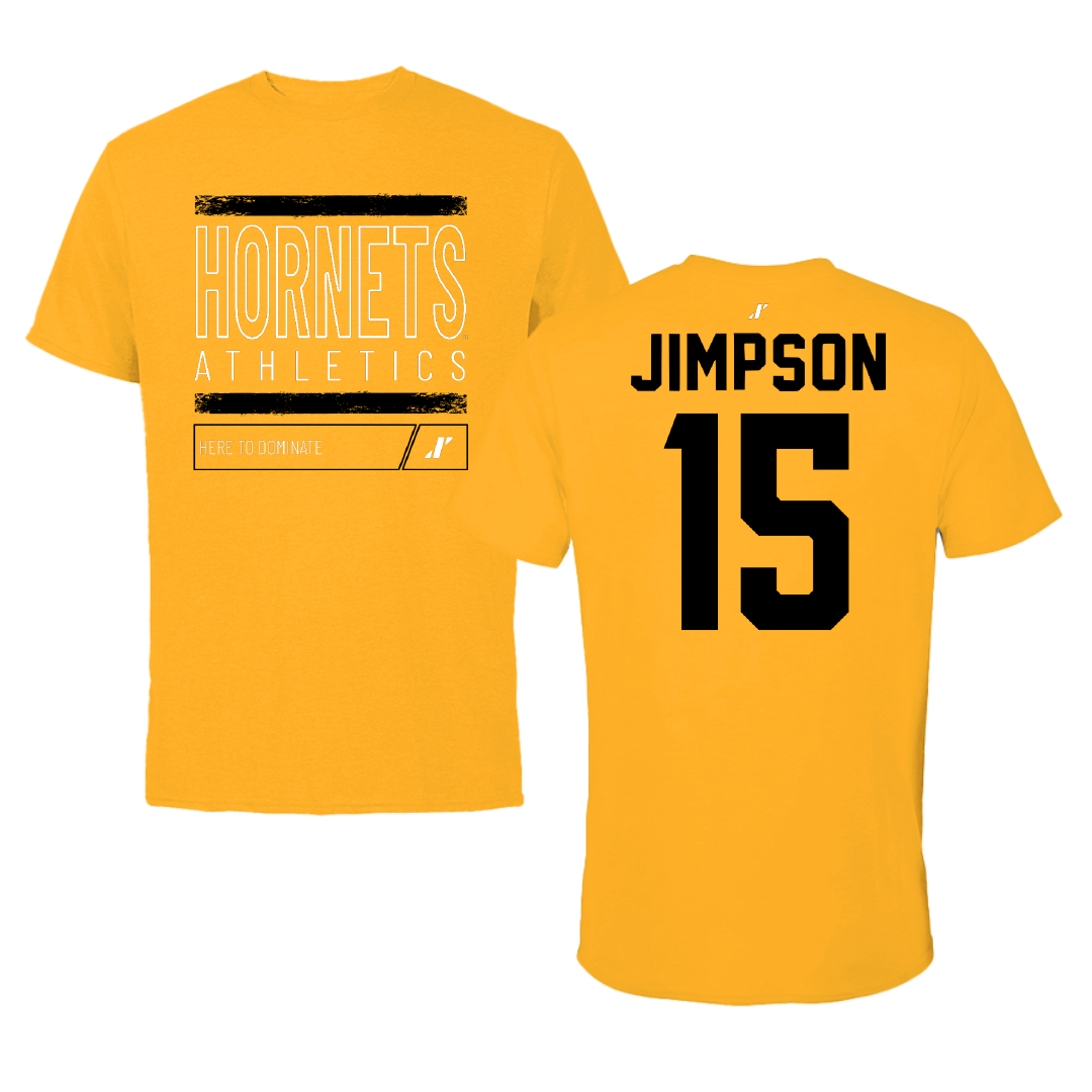 Alabama State University Football Gold Dominate Tee - #15 Zuriel Jimpson