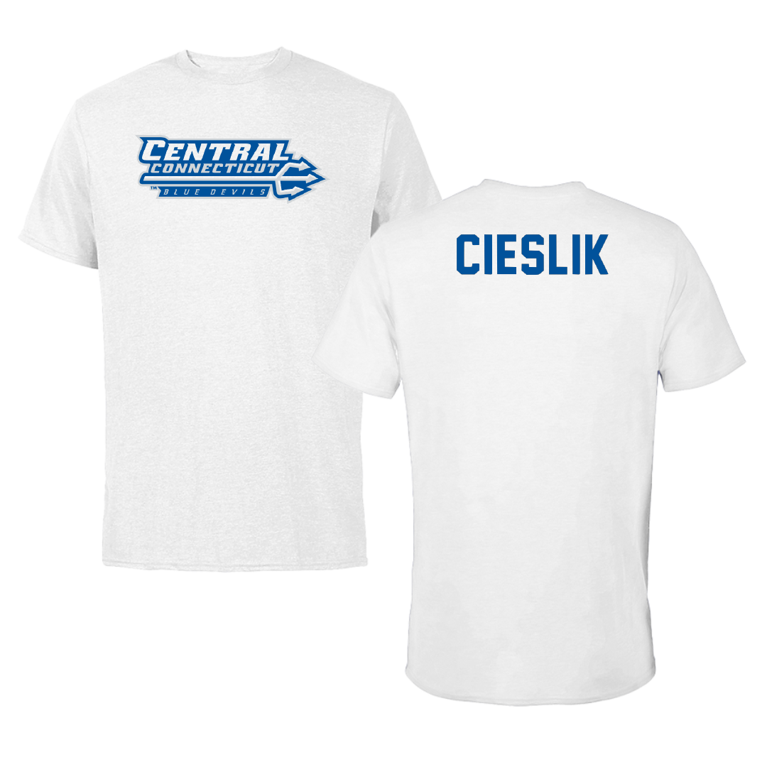 Central Connecticut State University Swimming & Diving White Performance Tee - Amelia Cieslik