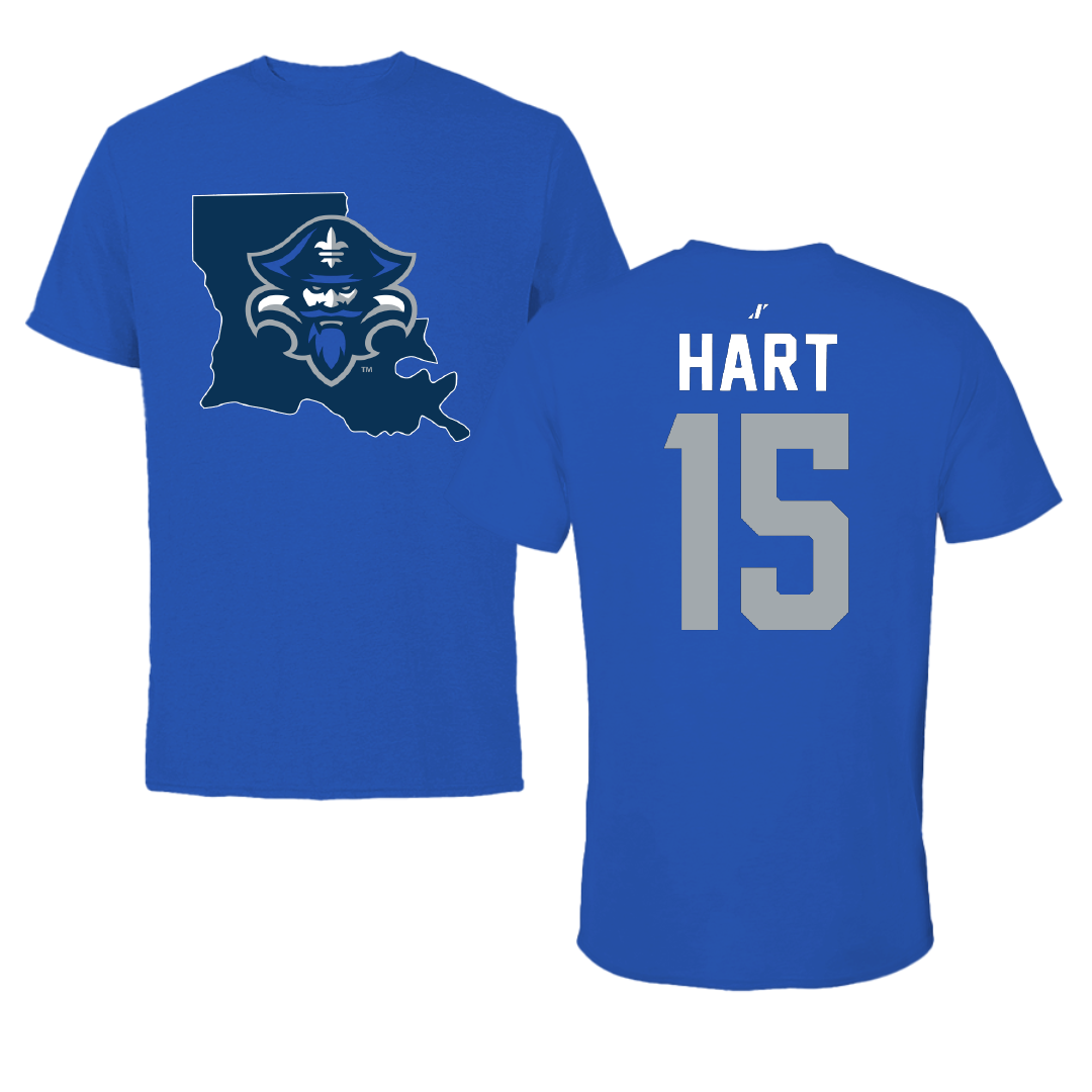 University of New Orleans Basketball Blue State Tee - #15 Carlos Hart