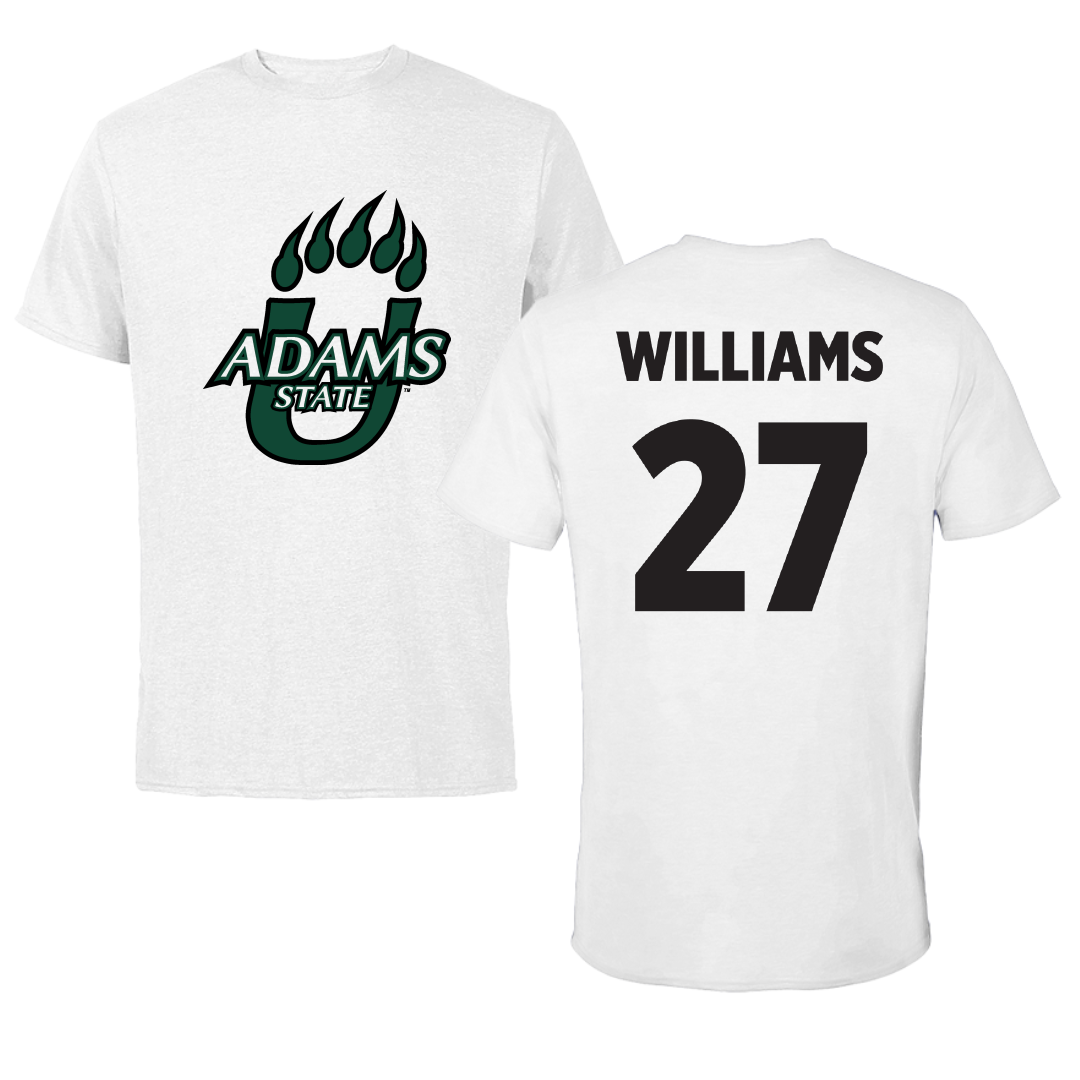 Adams State University Basketball White Performance Tee - #27 Destan Williams