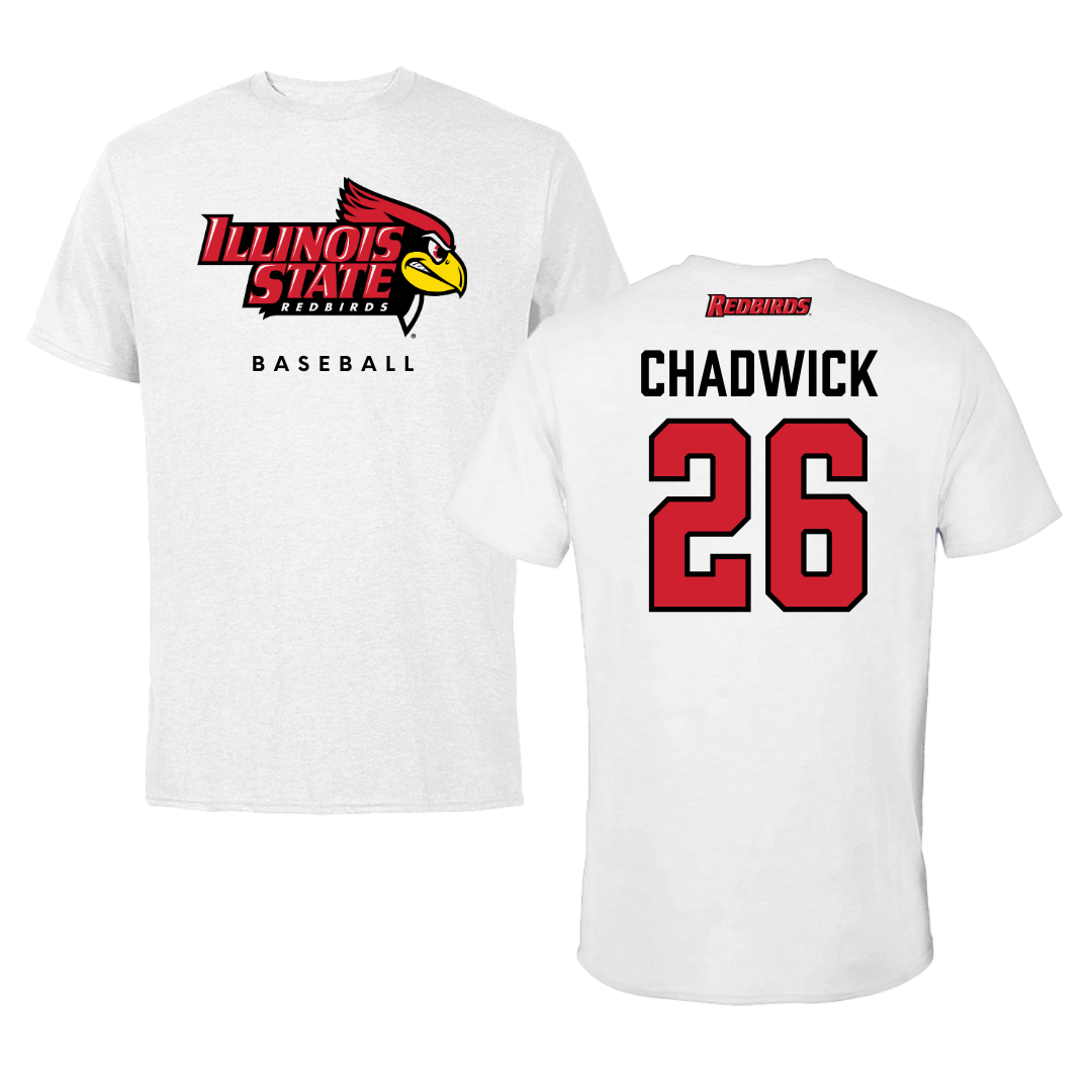 Illinois State University Baseball White Performance Tee - #26 Tyrelle Chadwick