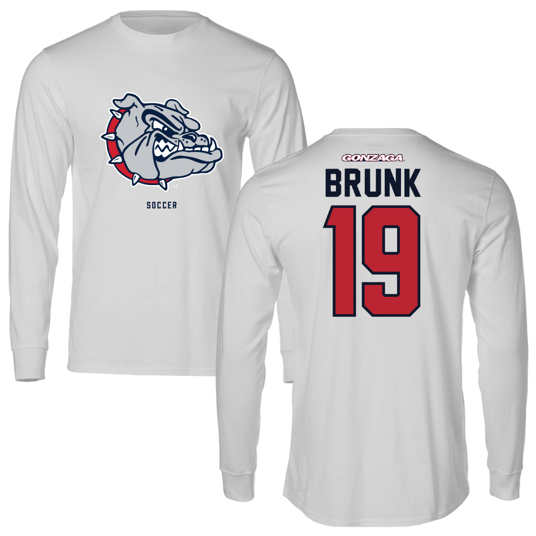 Gonzaga University Soccer Light Gray Long Sleeve - #19 Hudson Brunk