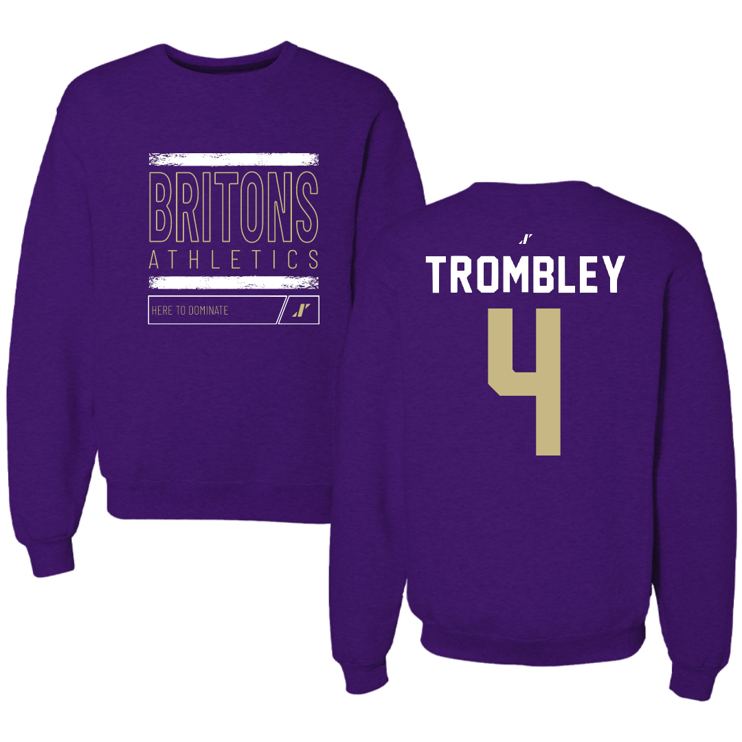 Albion College Baseball Purple Dominate Crewneck - #4 Ryan Trombley