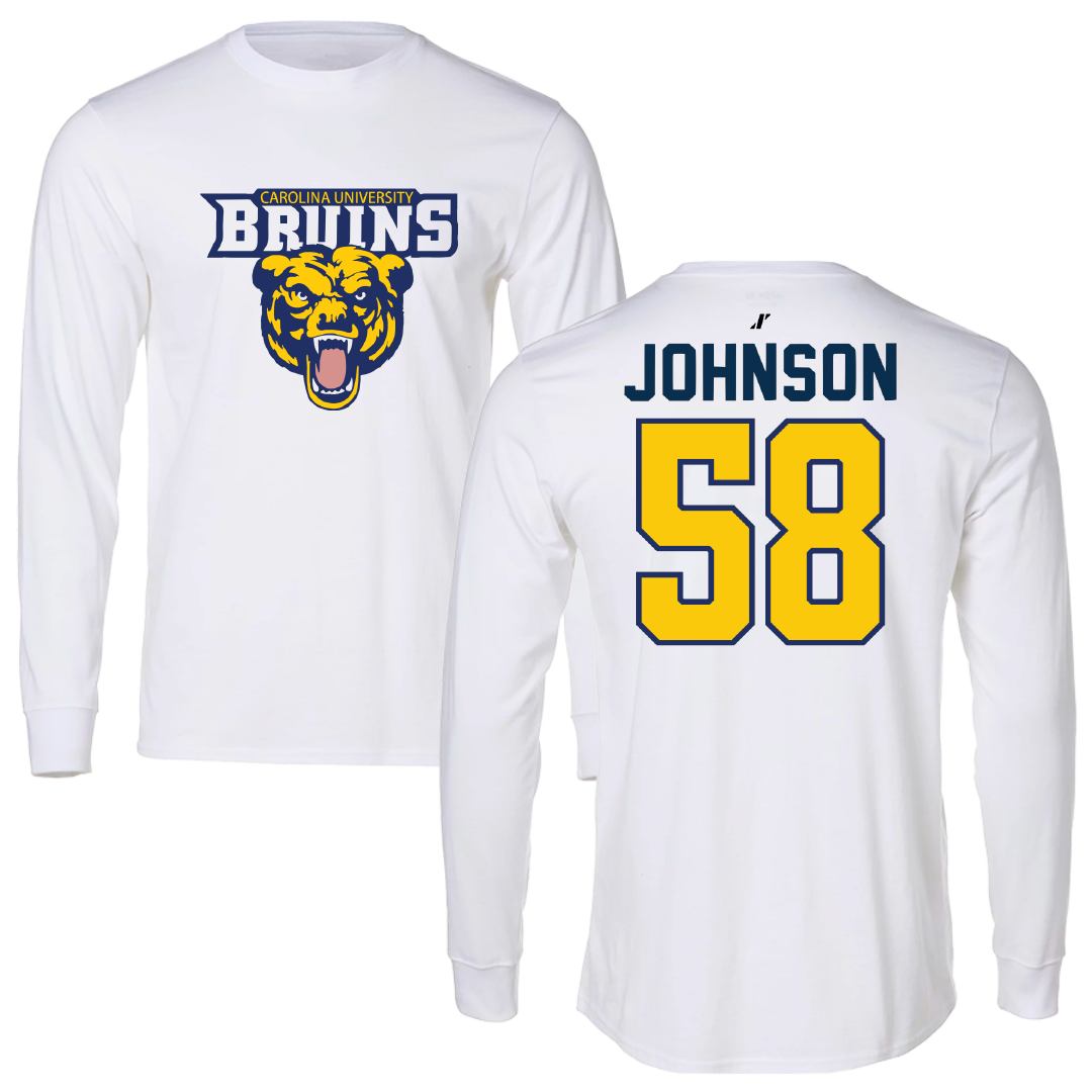 Carolina University Baseball White Performance Long Sleeve - #58 Brandon Johnson