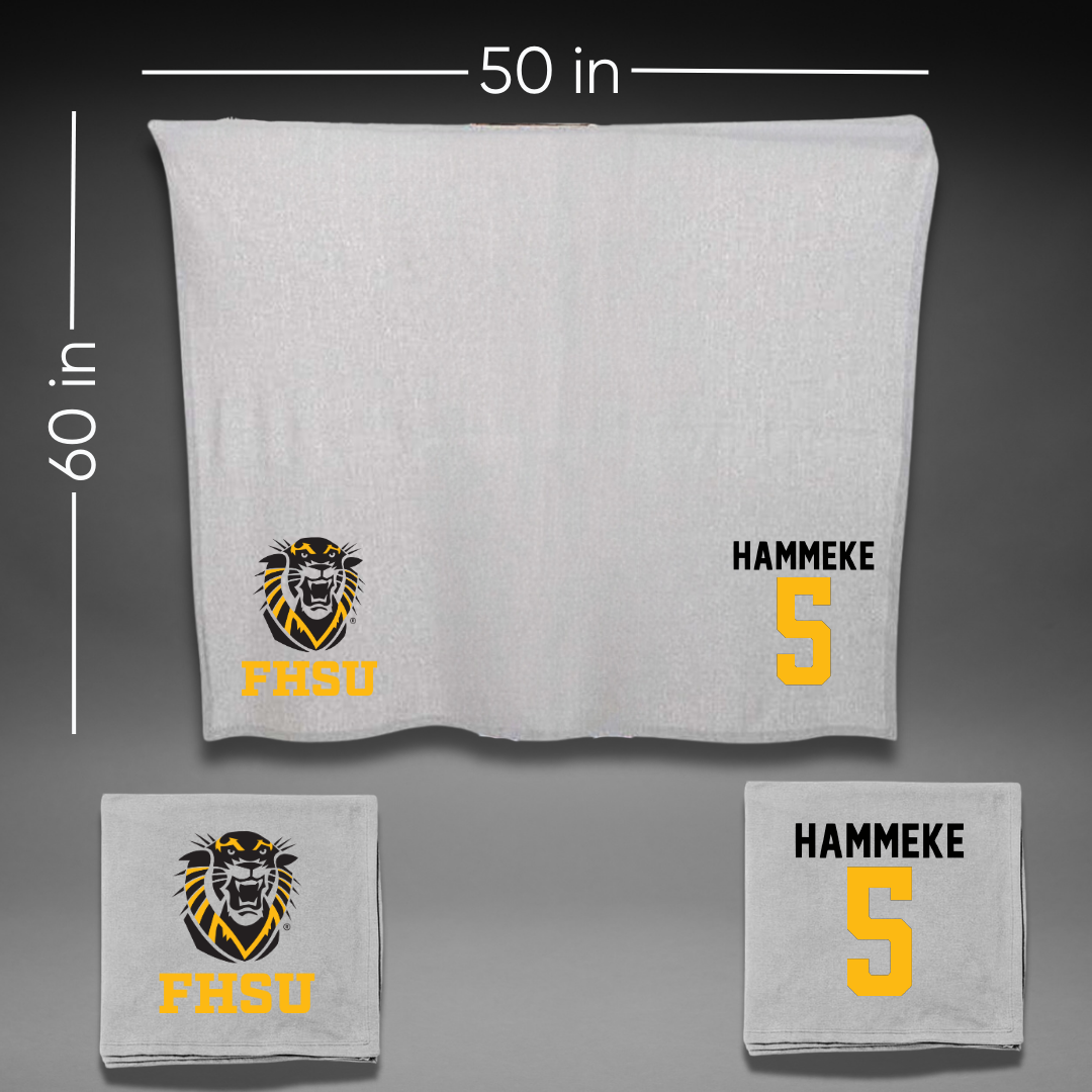 Fort Hays State University Basketball Gray Blanket - #5 Kaleb Hammeke