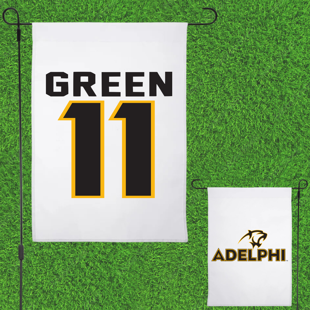 Adelphi University Lacrosse White Garden Flag - #11 Aidan Green