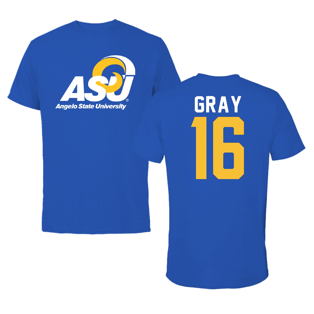 Angelo State University Baseball Blue Tee - #16 Nick Gray