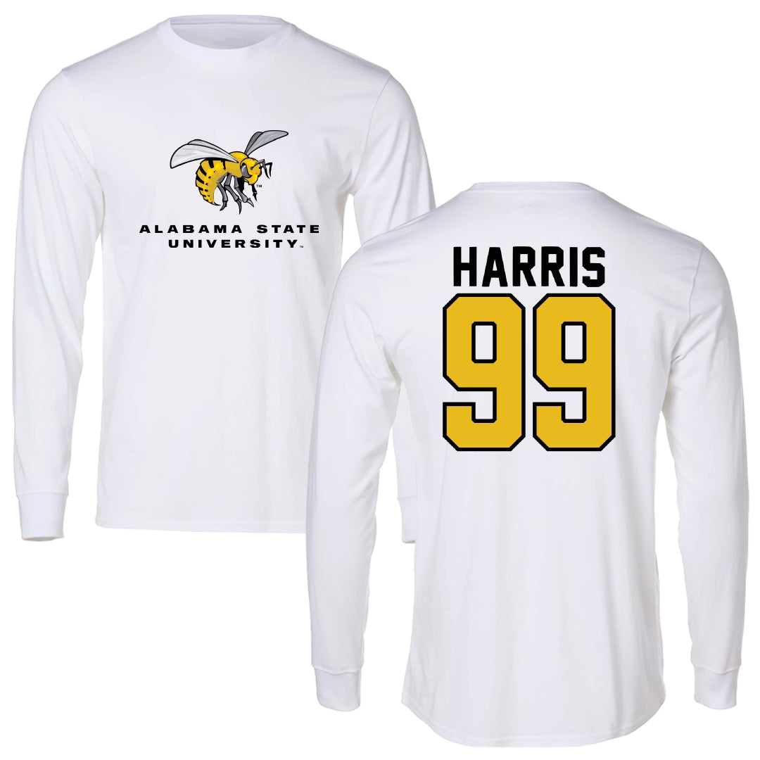 Alabama State University Volleyball White Block Long Sleeve - #99 Lyndsay Harris