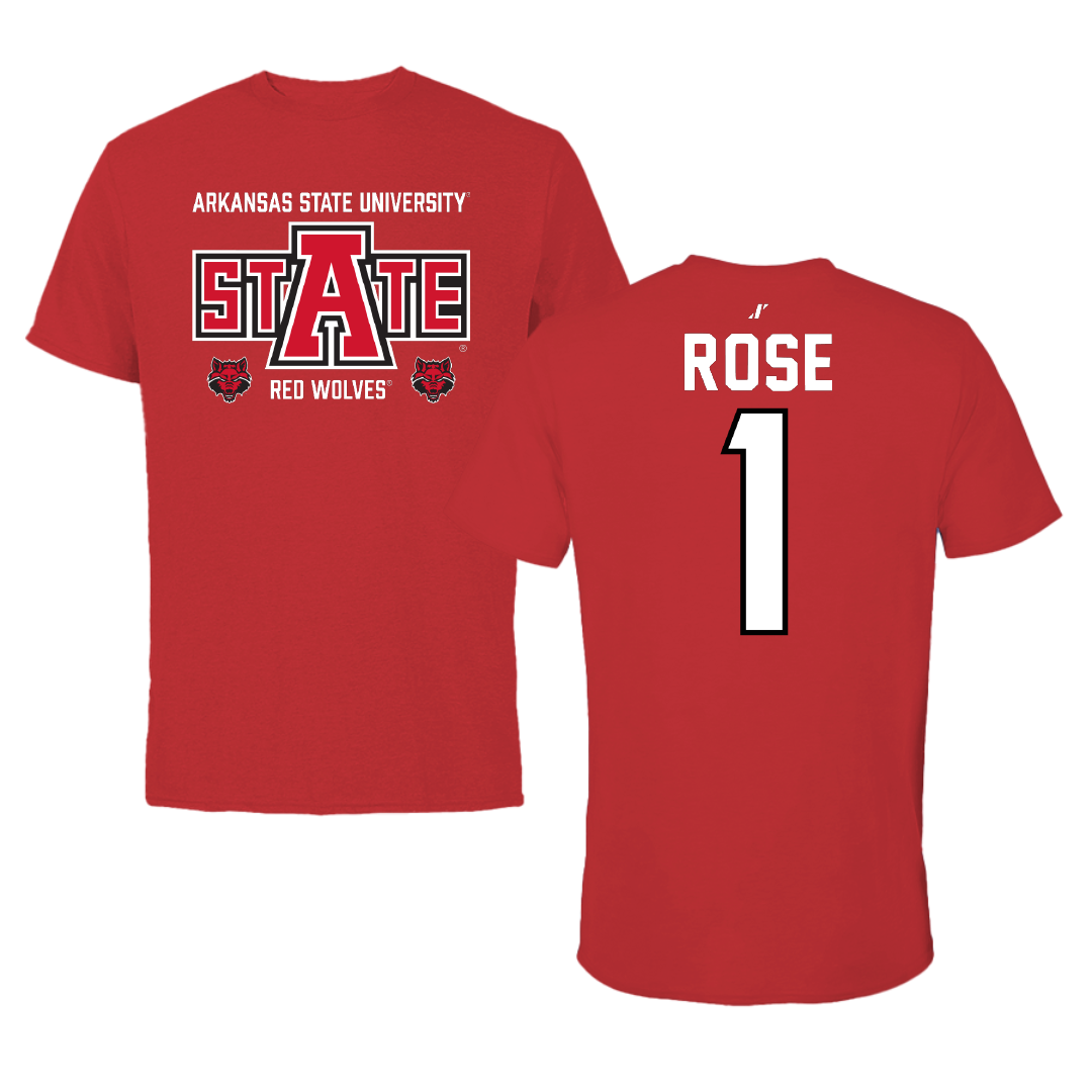 Arkansas State University Basketball Red General Performance Tee - #1 Crislyn Rose