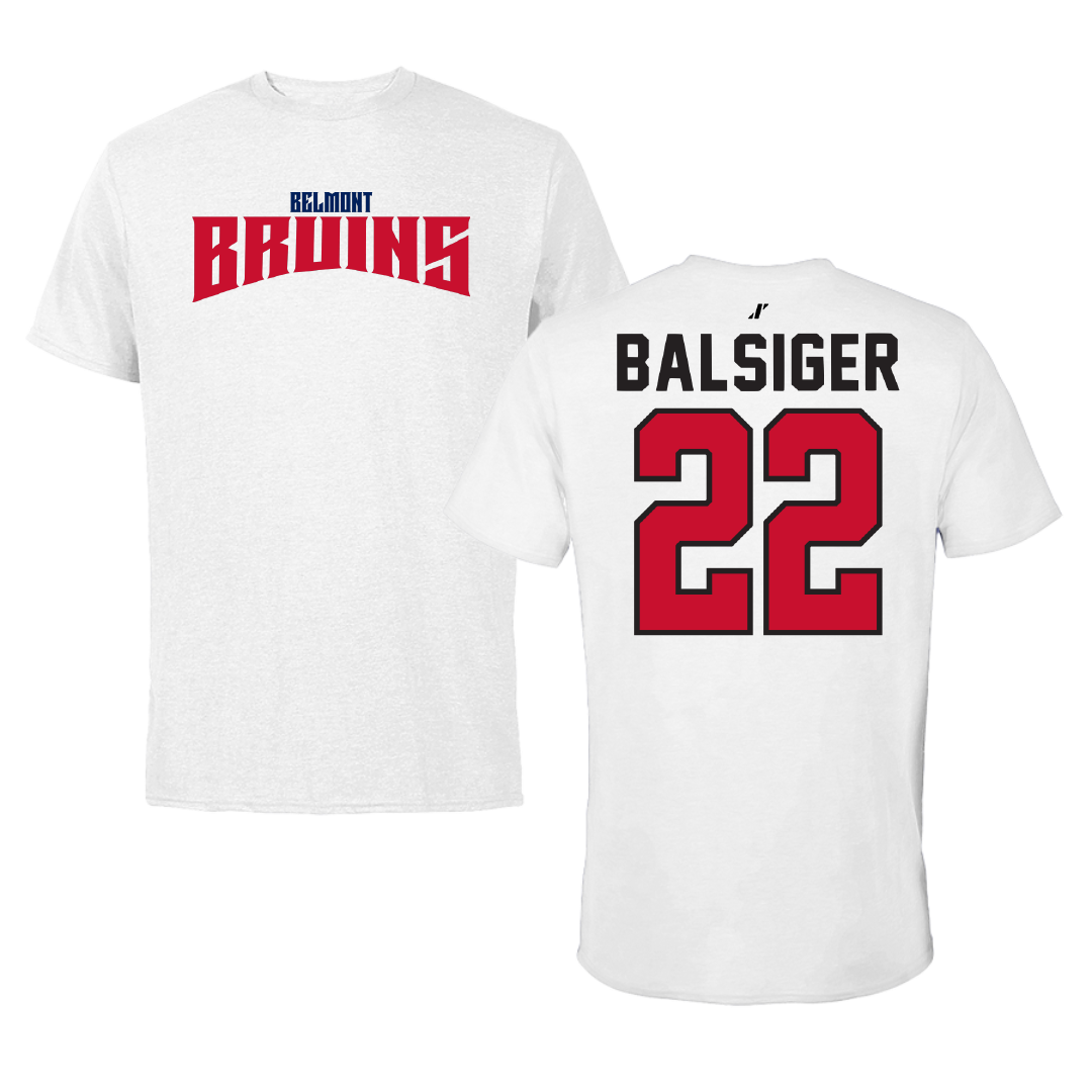 Belmont University Softball White Classic Performance Tee - #22 Maddy Balsiger