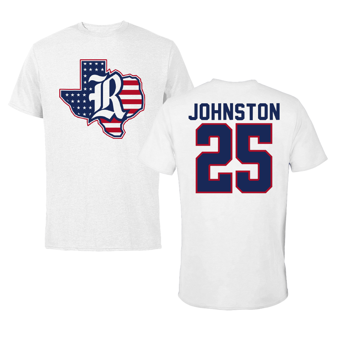 Rice University Soccer White Tee - #25 Jules Johnston