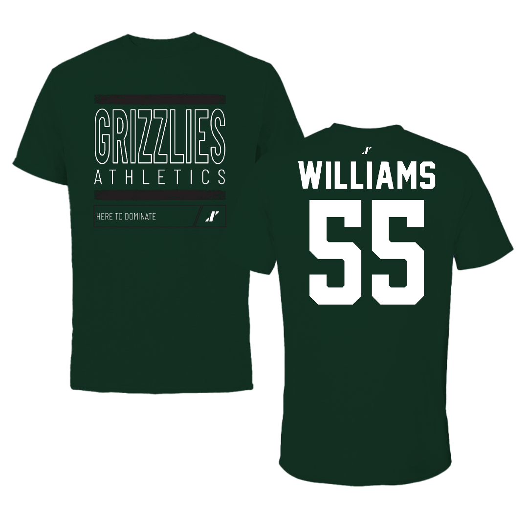 Adams State University Football Forest Green Dominate Performance Tee - #55 Quincy Williams