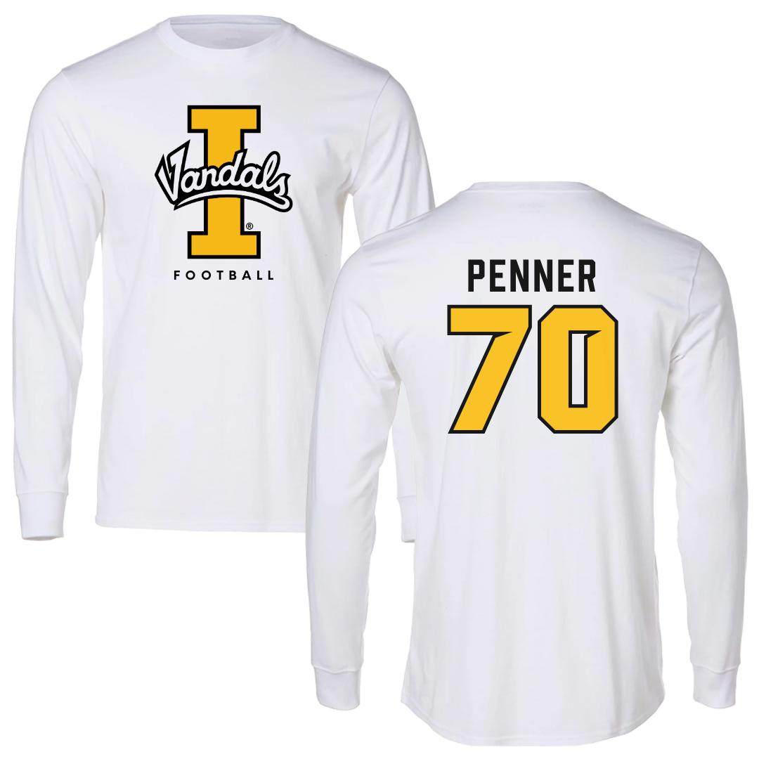University of Idaho Football White Vandals Performance Long Sleeve - #70 Zach Penner