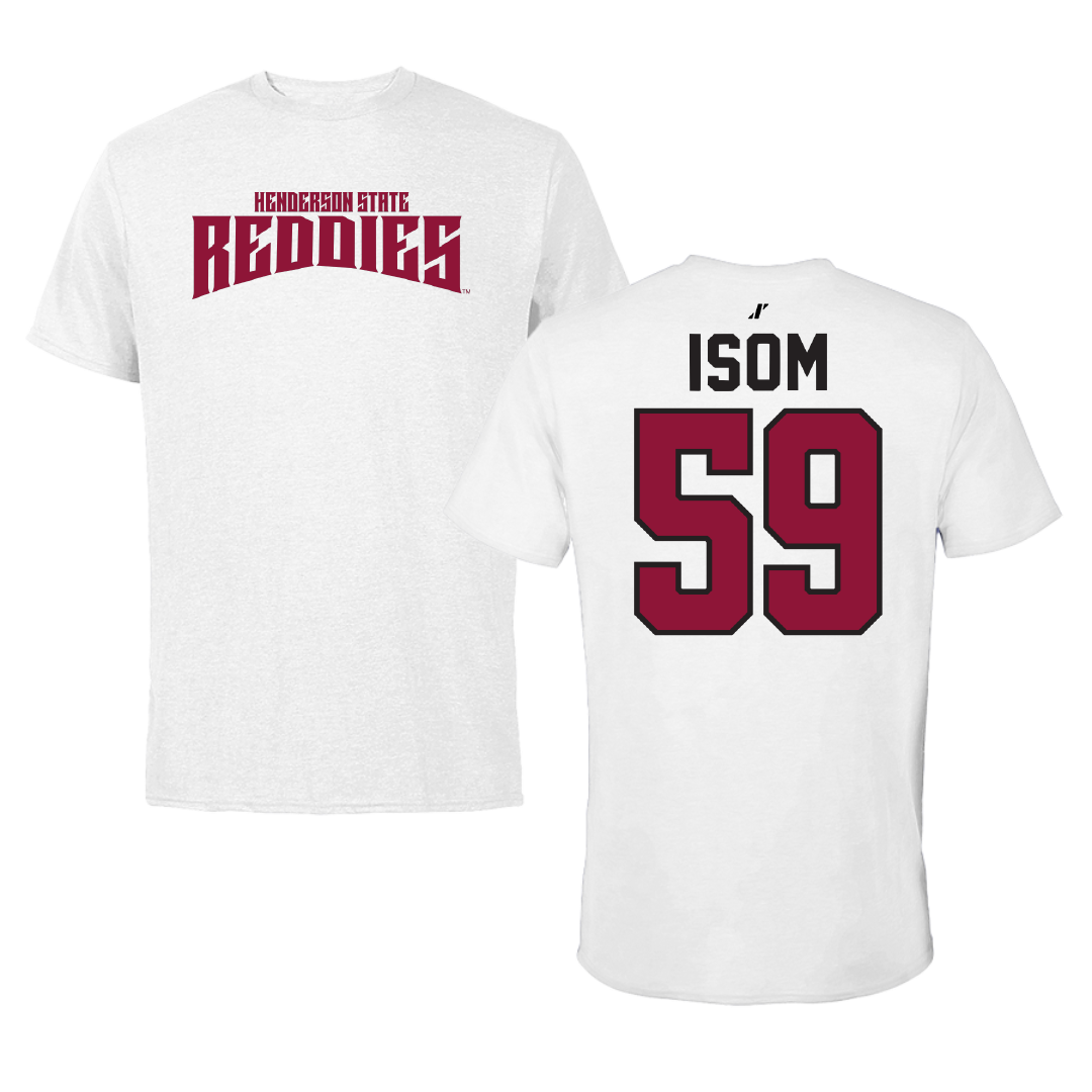 Henderson State University Football White Classic Performance Tee - #59 Alexander Isom