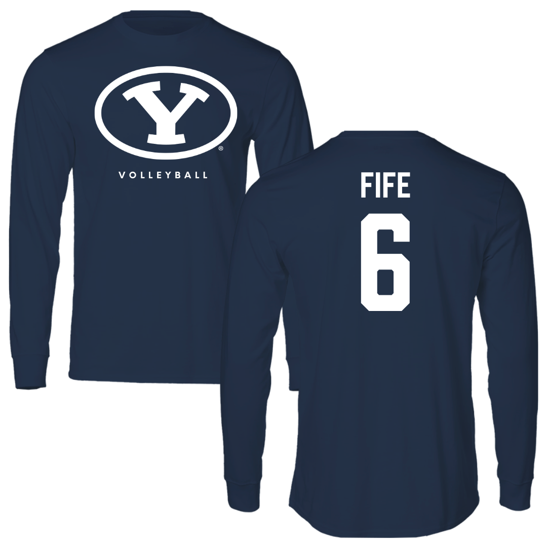 Brigham Young University Volleyball Navy Performance Long Sleeve - #6 Jackson Fife