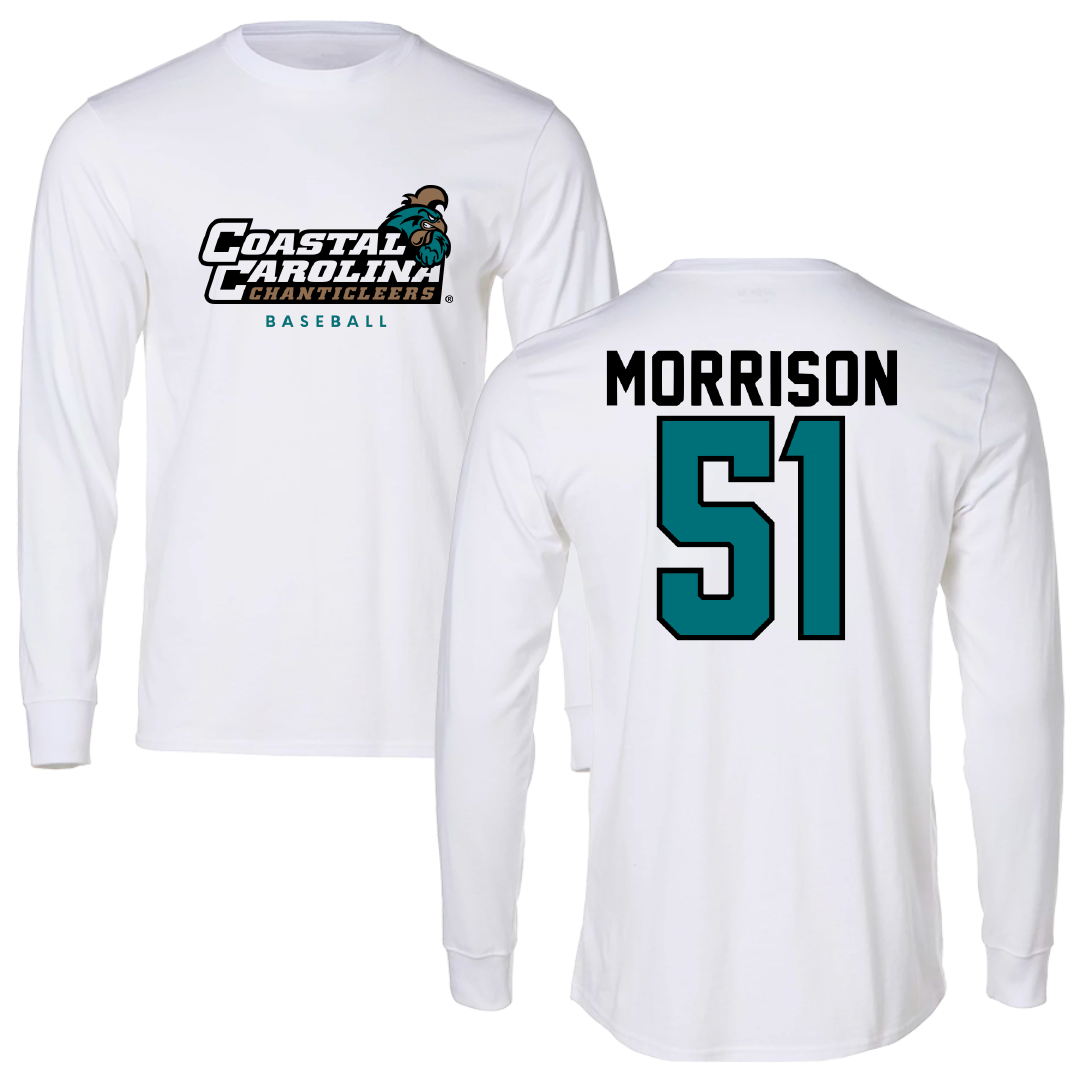 Coastal Carolina University Baseball White Long Sleeve - #51 Jacob Morrison