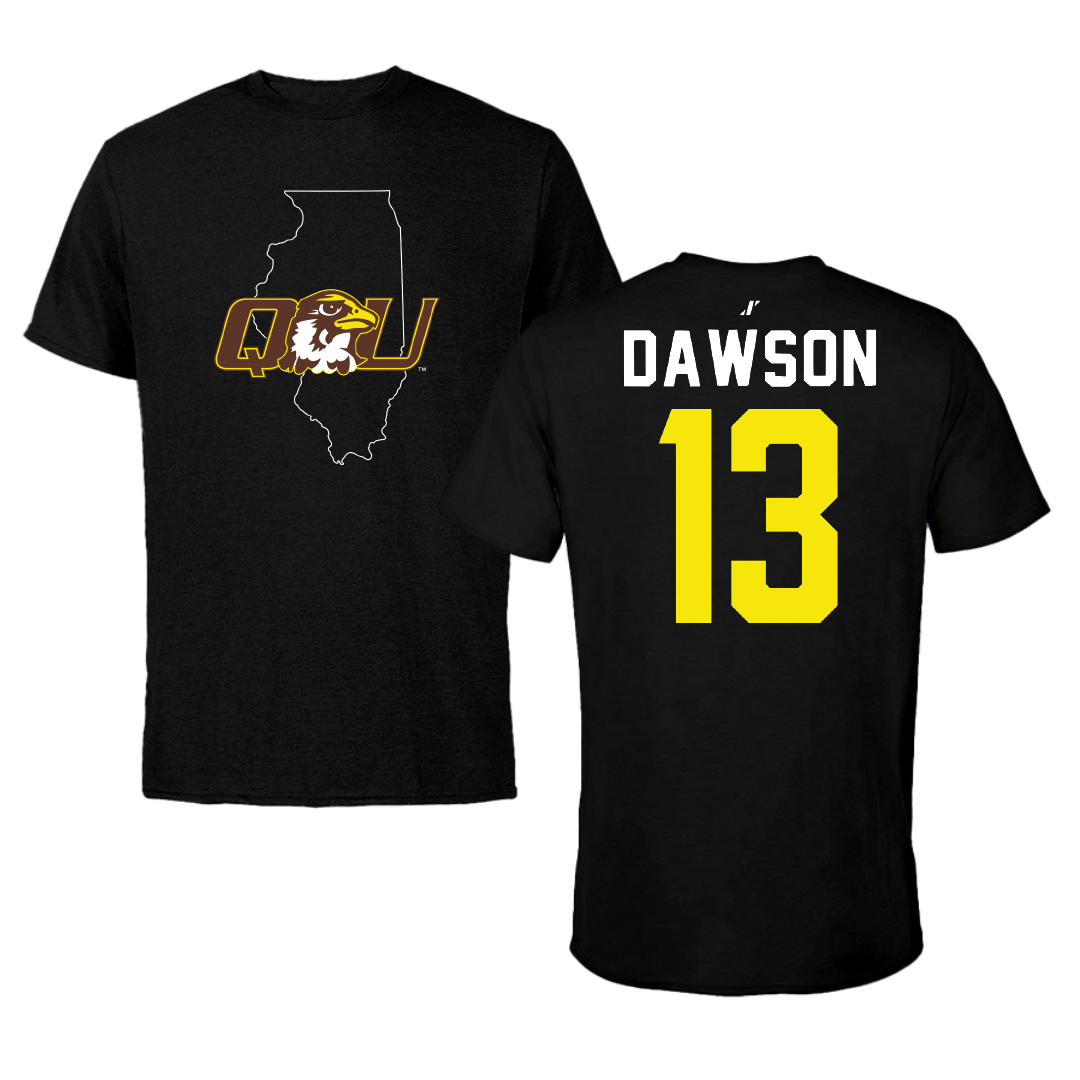 Quincy University Basketball Black State Tee - #13 Janiece Dawson