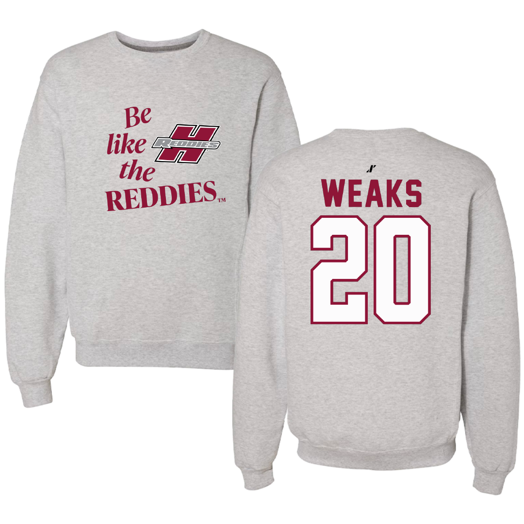 Henderson State University Baseball Light Gray Be Like Us Crewneck - #20 Reese Weaks