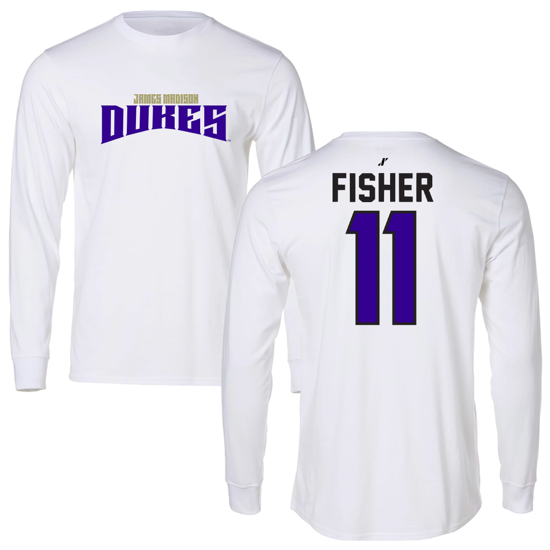 James Madison University Football White Classic Long Sleeve - #11 Aiden Fisher