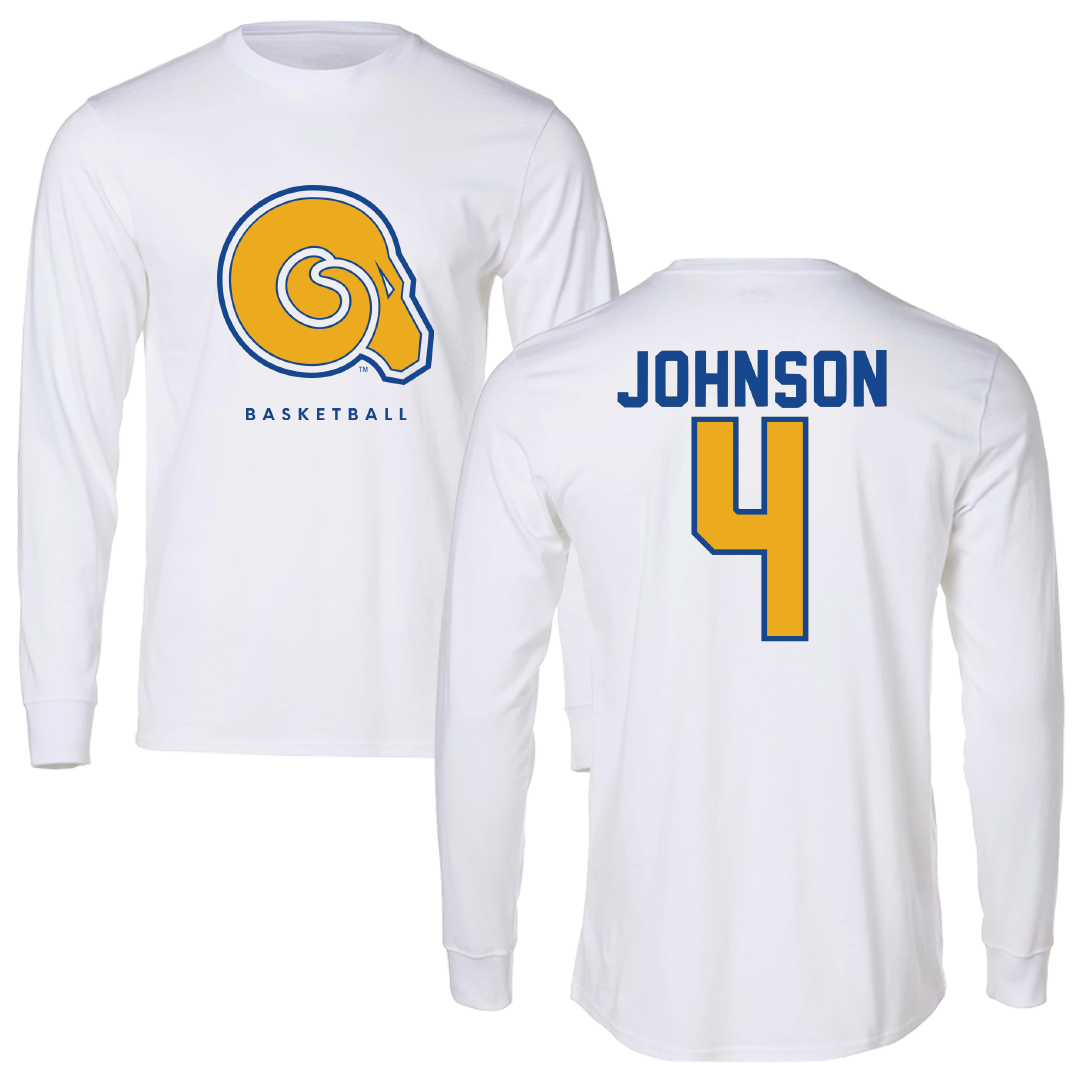 Albany State University Basketball White Long Sleeve - #4 Kj Johnson