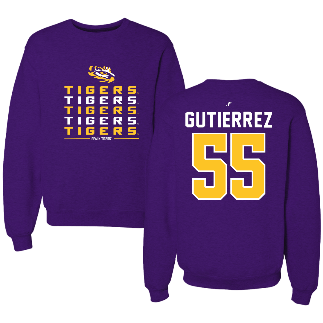 Louisiana State University Softball Purple General Crewneck - #55 Raeleen Gutierrez