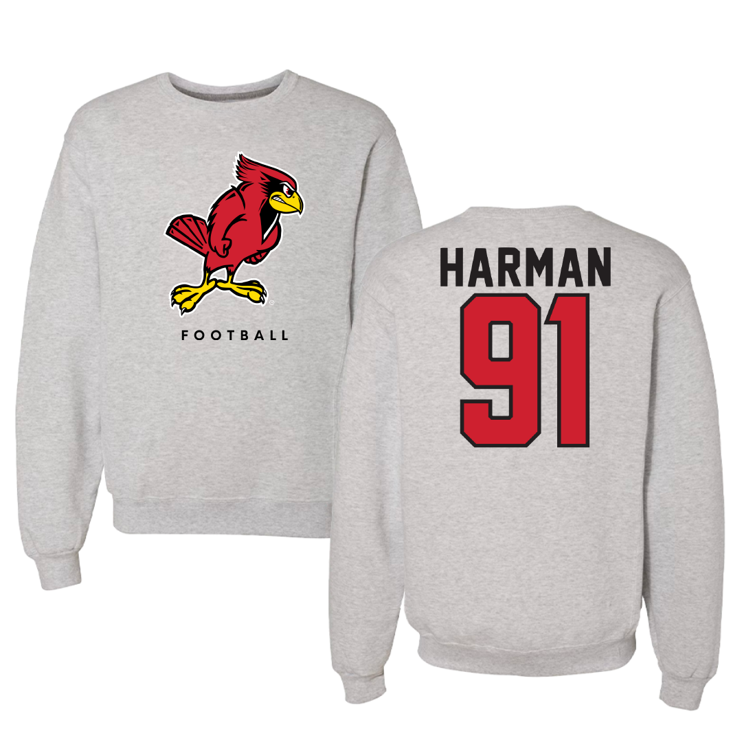 Illinois State University Football Gray Crewneck - #91 Benjamin Harman