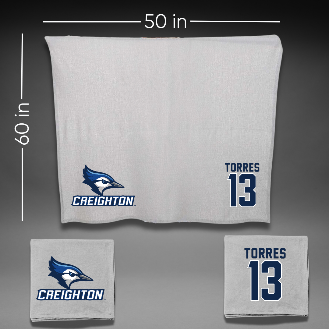 Creighton University Soccer Gray Blanket - #13 Jess Torres