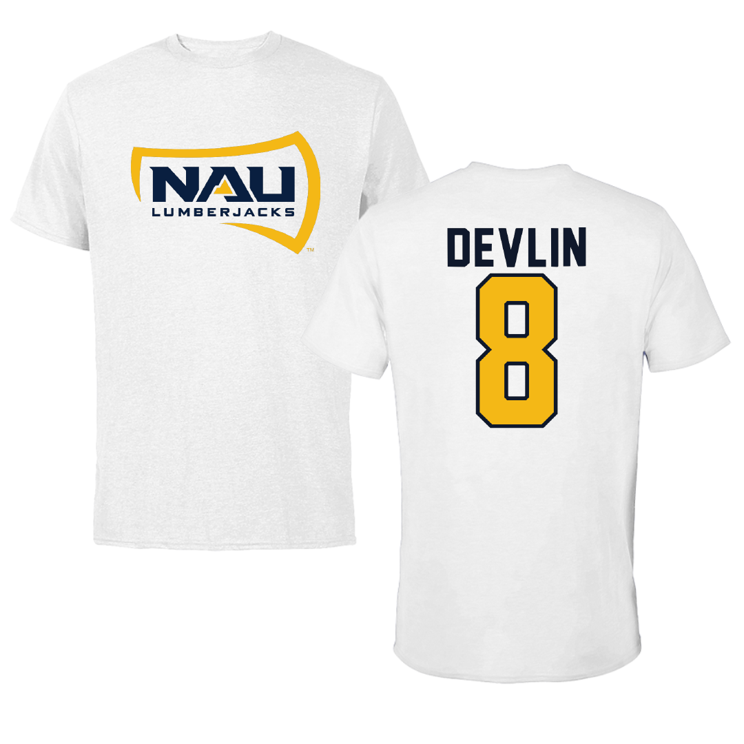 Northern Arizona University Volleyball White Tee - #8 Peyton Devlin