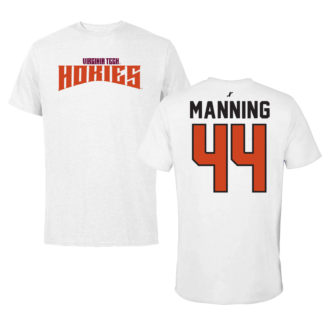 Virginia Tech Baseball White Classic Performance Tee - #44 Grant Manning
