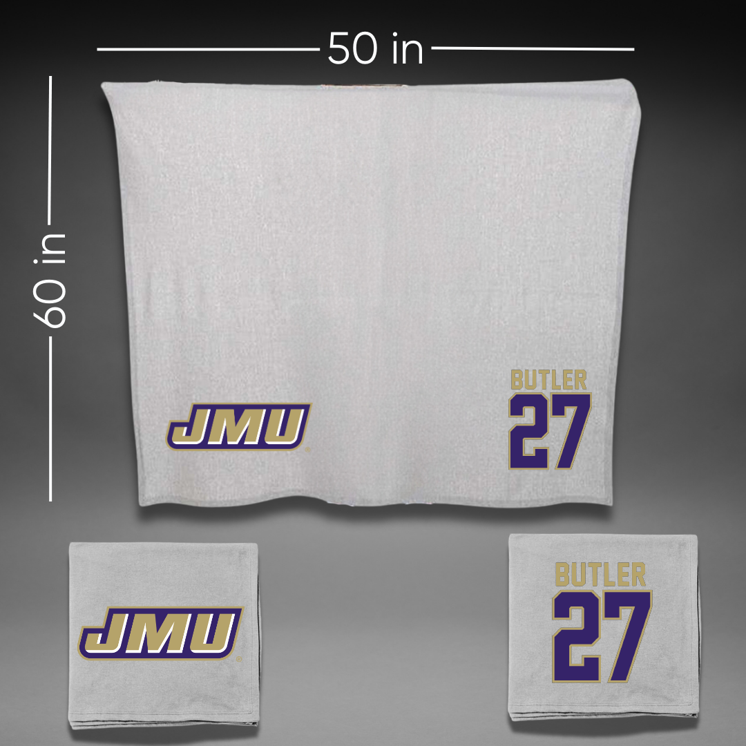 James Madison University Softball Gray Blanket - #27 Reed Butler