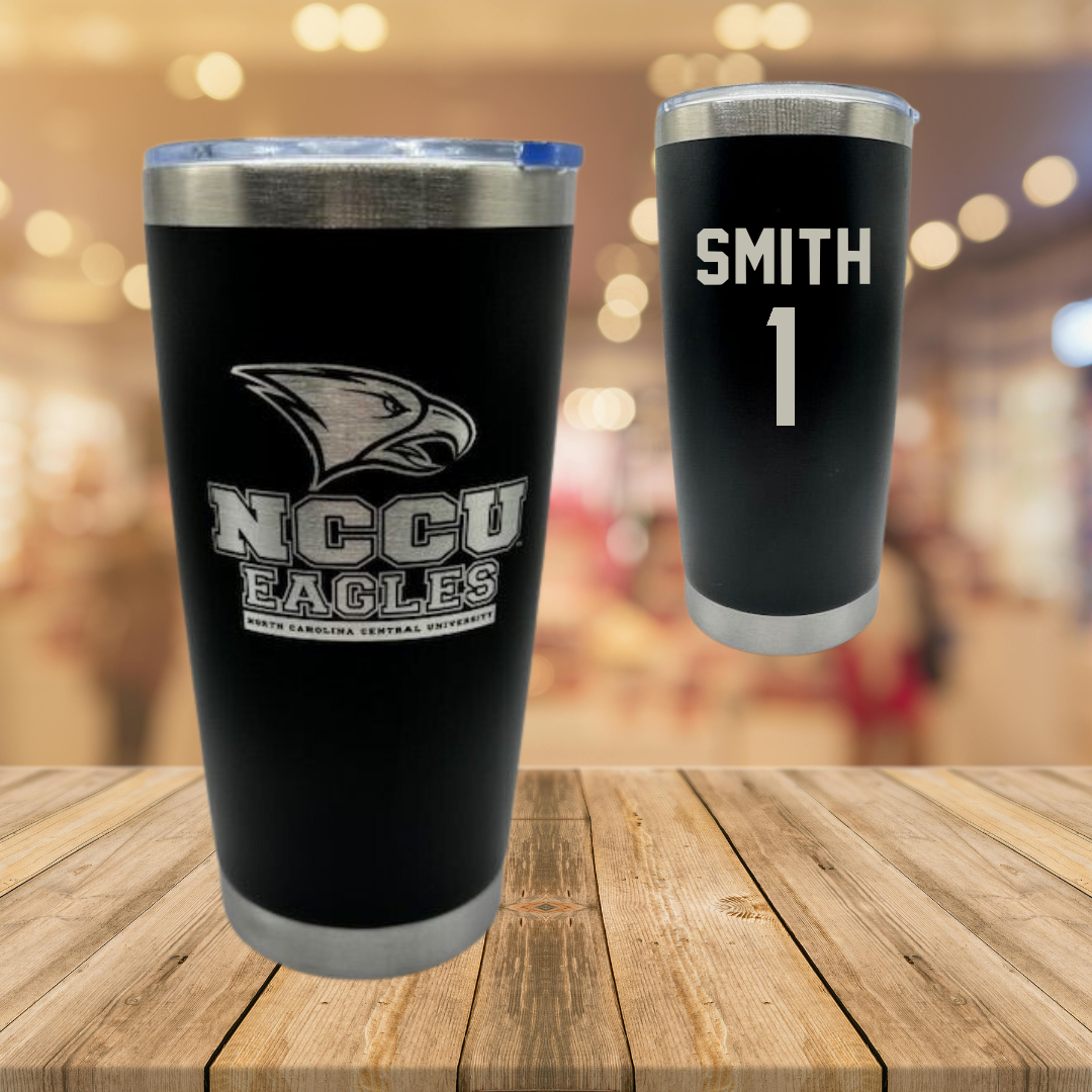 North Carolina Central University Football Black Stainless Steel Tumbler - #1 Andrew Smith