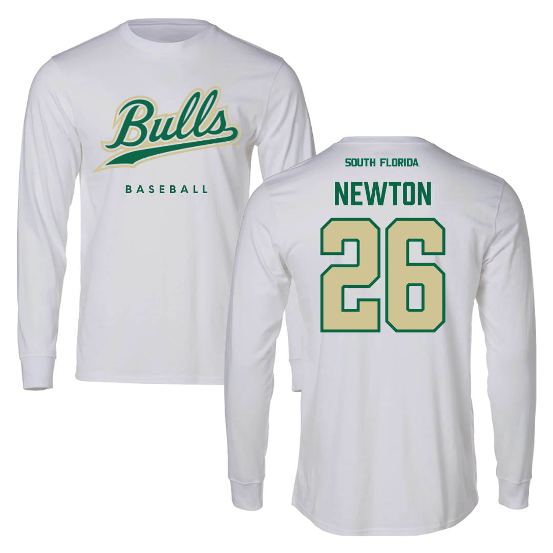 University of South Florida Baseball White Performance Long Sleeve - #26 Austin Newton