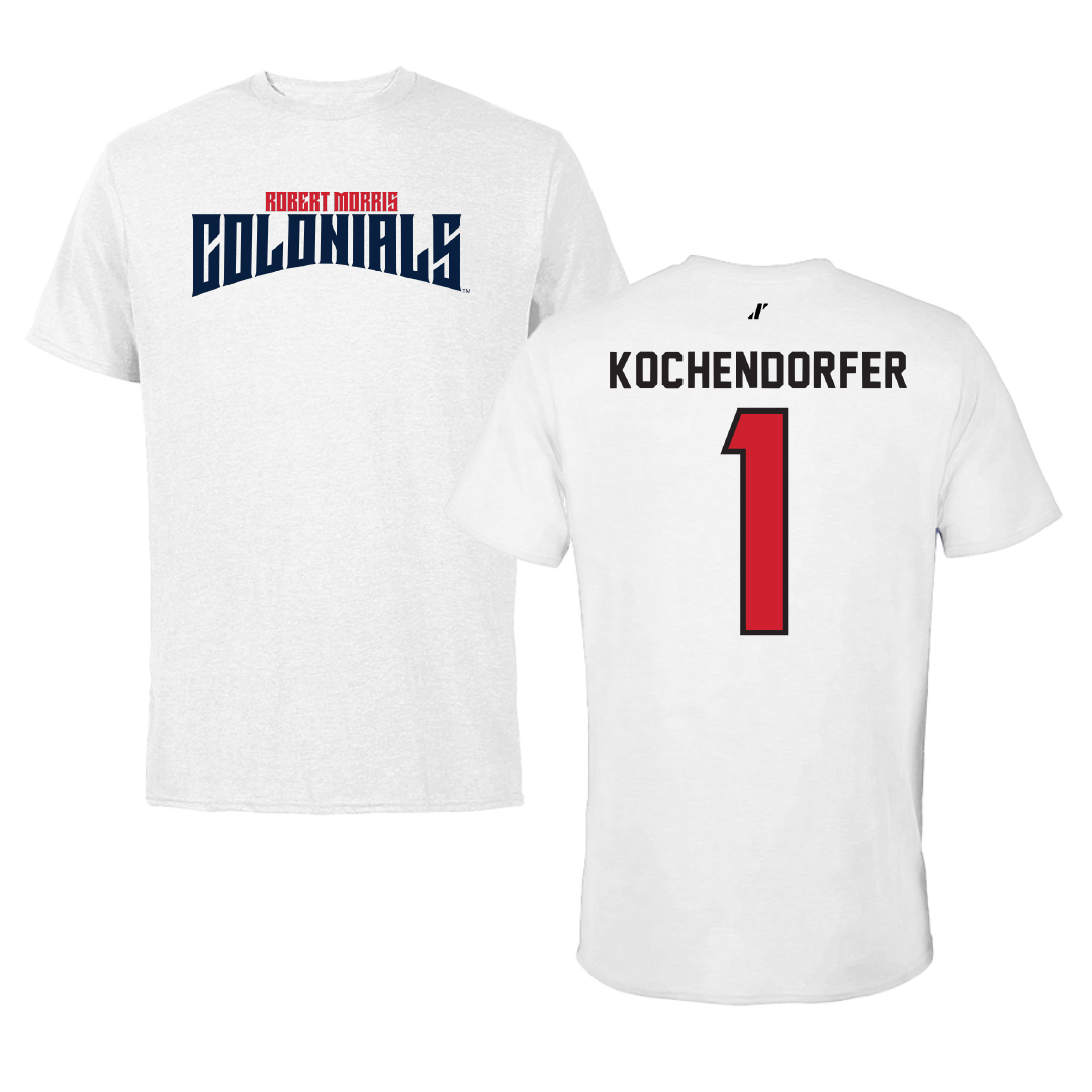 Robert Morris University Ice Hockey White Classic Performance Tee - #1 Croix Kochendorfer
