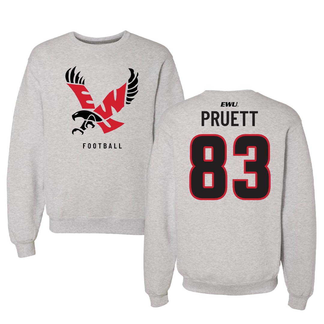 Eastern Washington University Football Gray Crewneck - #83 Cole Pruett