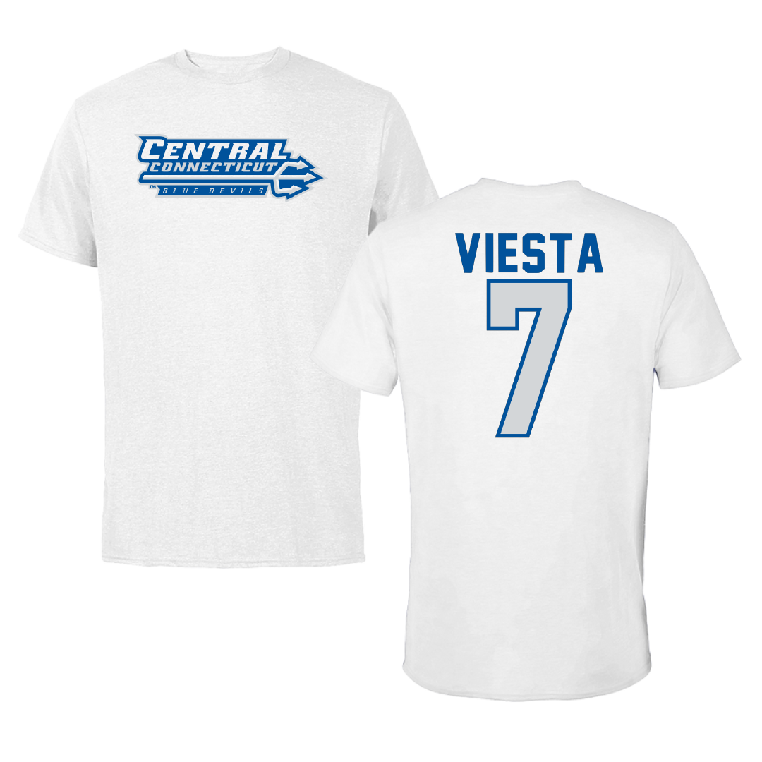 Central Connecticut State University Softball White Tee - #7 Ashley Viesta