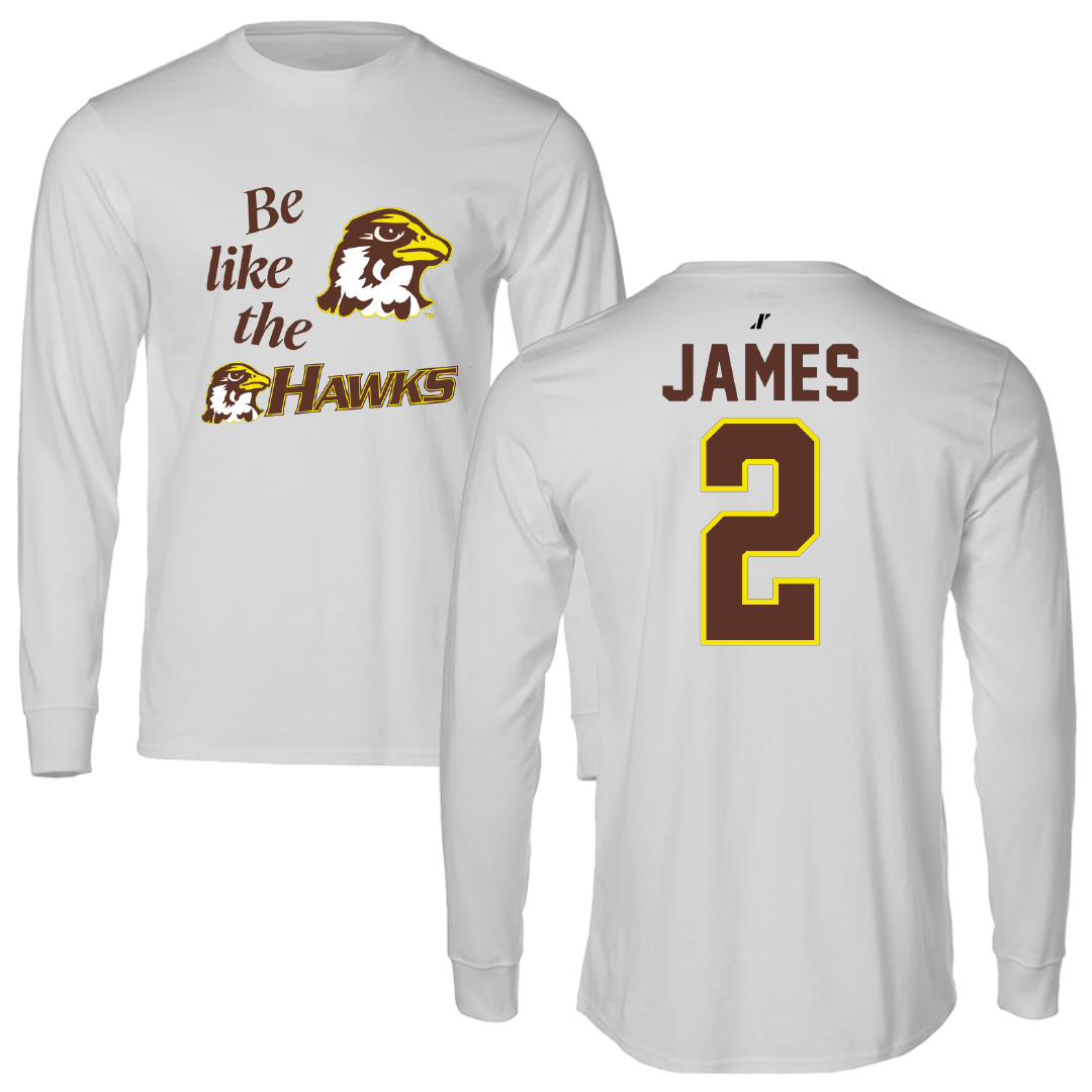 Quincy University Basketball Light Gray Be Like Us Performance Long Sleeve - #2 Savannah James