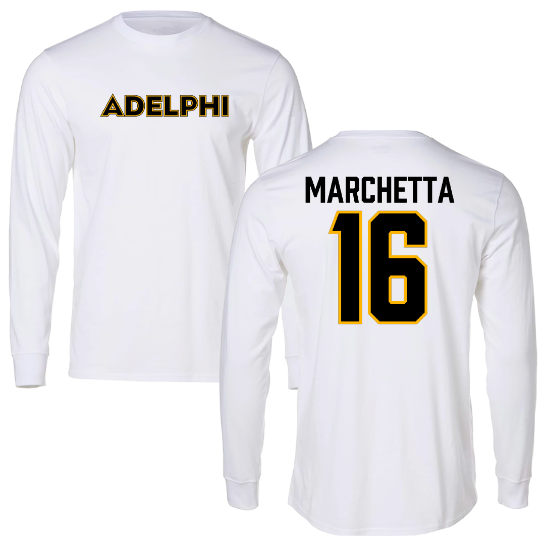 Adelphi University Lacrosse White Performance Long Sleeve - #16 Madison Marchetta