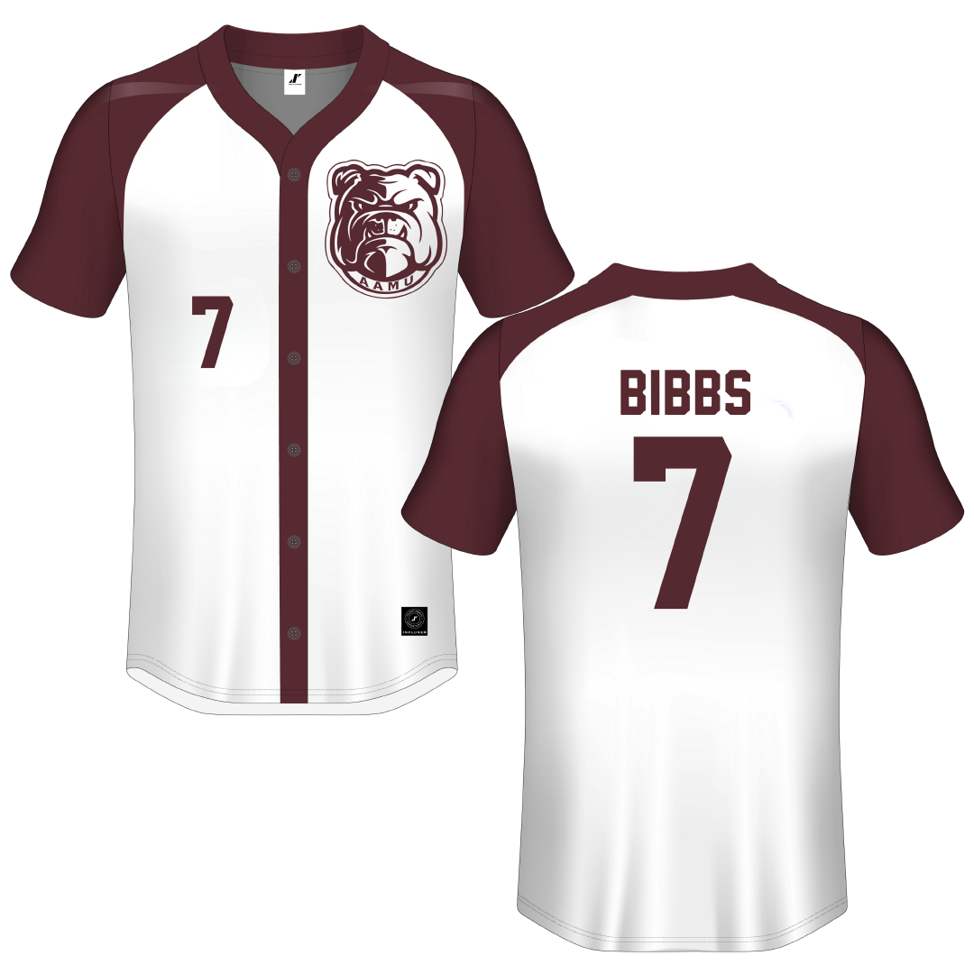 Alabama A&M University White Button-Down Jersey - #7 Charity Bibbs