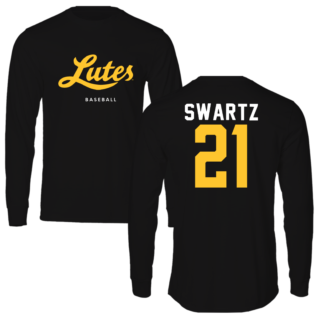 Pacific Lutheran University Baseball Black Long Sleeve - #21 Kamryn Swartz